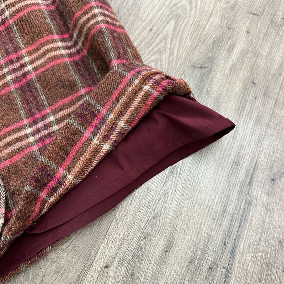 Talbots Plaid Wool Skirt With Lining Womens Size 6 Brown Pink Button Front - Picture 7 of 9